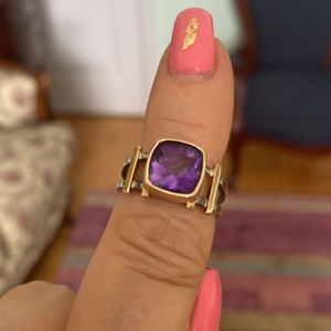 Gold and silver combination amethyst ring. Size 7.